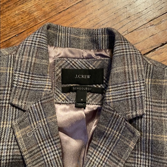 J Crew gray plaid schoolboy wool blazer prep - Picture 6 of 14